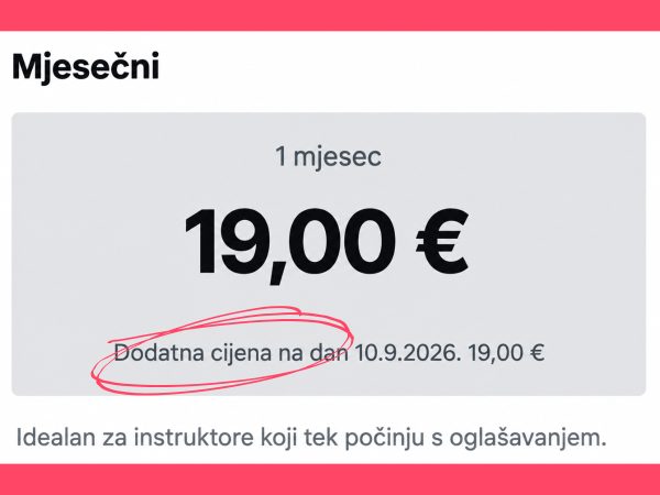 Sidrene cijene i cjenik u obrtu za instrukcije
