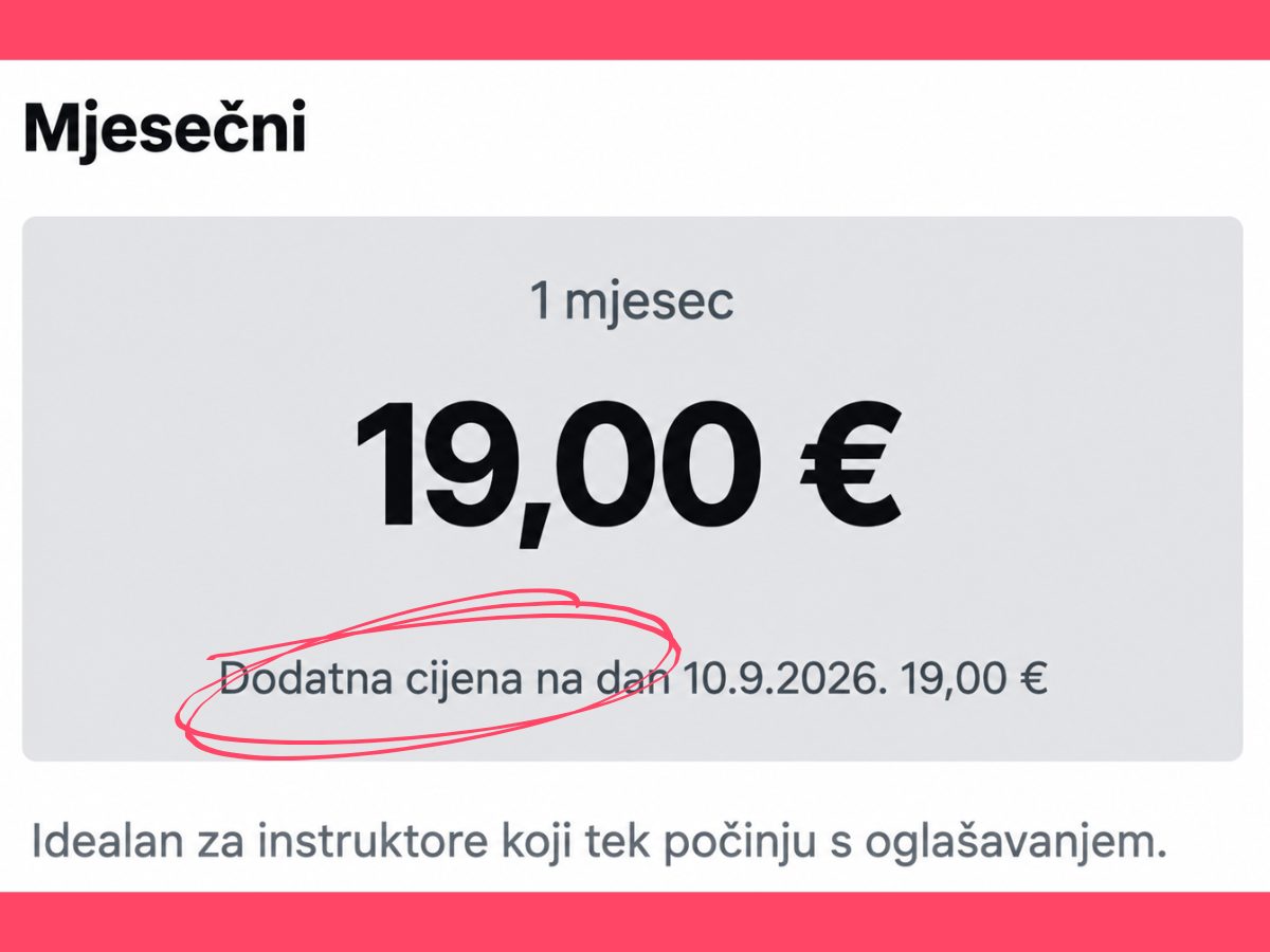 Sidrene cijene i cjenik u obrtu za instrukcije