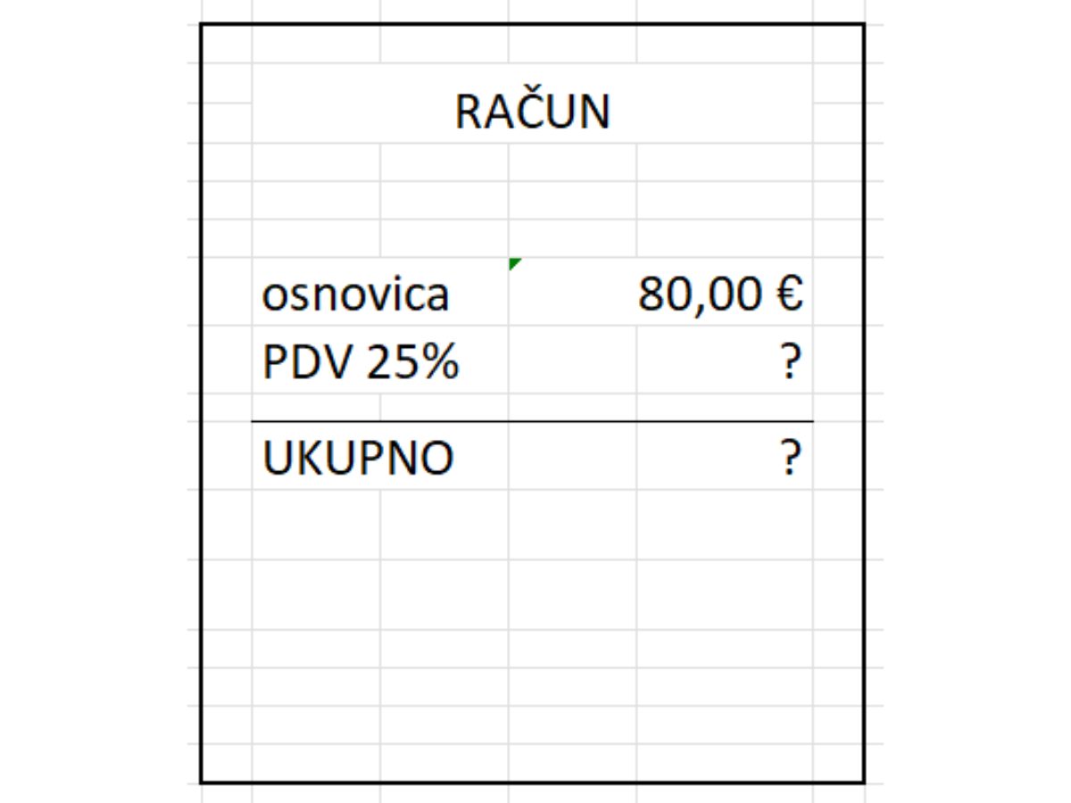 Ulazni račun dobavljača poznata osnovica
